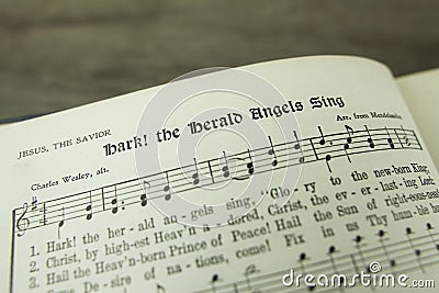Hark the Herald Angels Sing Christmas Carol Advent Hymn Editorial Stock Photo