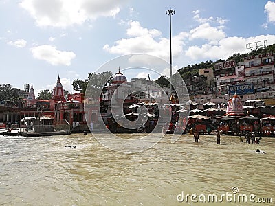 Harki pauri ghat at river ganges bank in Haridwar Editorial Stock Photo