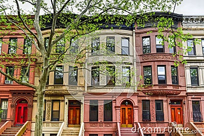 Harlem Brownstones - New York City Stock Photo