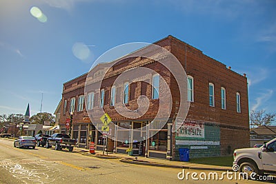 Downtown Harlem Old red brick building and traffic Editorial Stock Photo