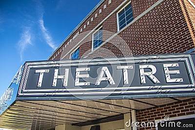 Downtown Harlem rural downtown Old style Columbia Movie Theater sign Editorial Stock Photo