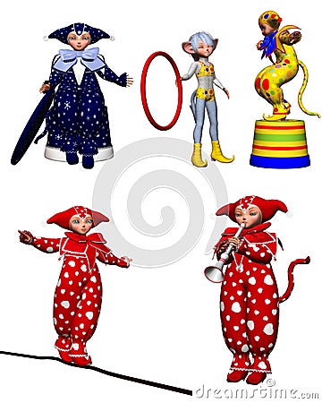 Harlequin clowns Stock Photo