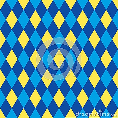 Seamless harlequin pattern background in blue and yellow. Stock Photo