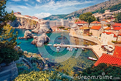 Aerial mornig view of Old Town from Fort Bokar. Stock Photo