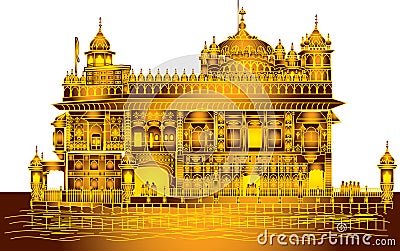 Harmandir Sahib : Golden Temple Rd, Amritsar, Punjab Vector Illustration