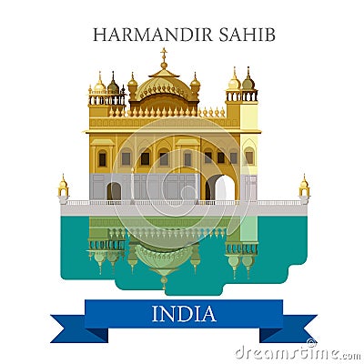 Harmandir Sahib sikhism temple in India vector flat attraction Vector Illustration