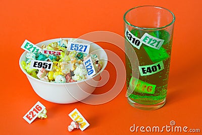 Harmful food additives. Stock Photo