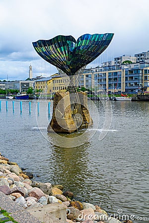 Harmonia fountain sculpture in Turku Editorial Stock Photo