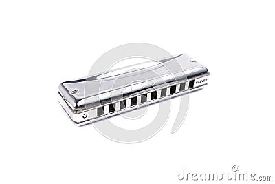 Harmonica, french harp or mouth organ isolated on white Stock Photo