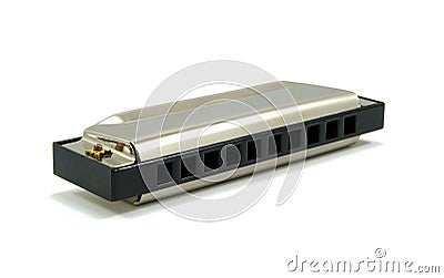 Harmonica isolated on white with shadows Stock Photo