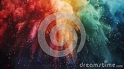 A harmonious explosion of rainbow powder creating a mesmerizing display of color and light Stock Photo