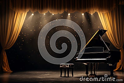 Harmonious Grand piano scene. Generate Ai Stock Photo