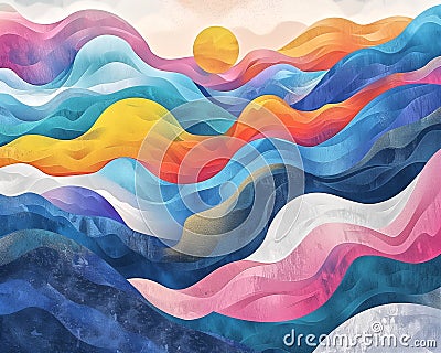 Harmonious Transitions, Calming Rhythms Visualization Stock Photo