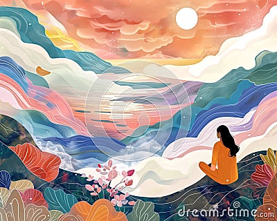 Harmonious Transitions, Calming Rhythms Visualization Stock Photo