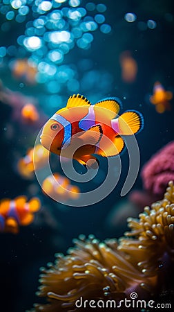 Harmonious underwater spectacle Colorful fish in vibrant marine world Stock Photo