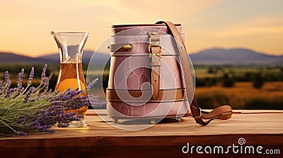 Harmonizing Vodka Tonic: A Delicate Blend Amidst Lavender Fields Stock Photo