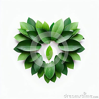 Harmony in Leaves, A Heartwarming Green Gesture, Generative AI Stock Photo