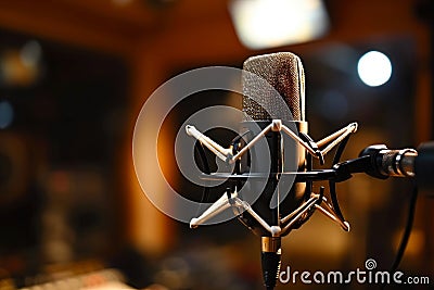 Harmony Unleashed: Close-Up of Studio Recording Gear. Stock Photo