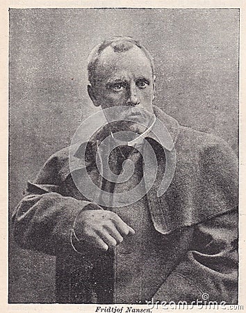 Vintage portrait of Fridtjof Nansen 1861 - 1930 Editorial Stock Photo