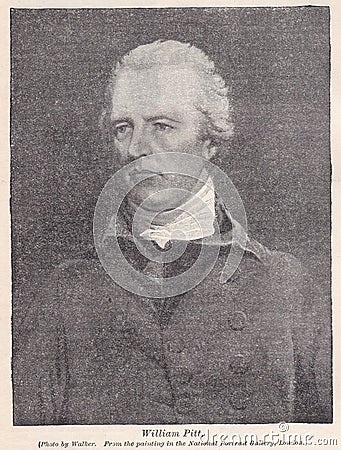 Vintage 1900s portrait of William Pitt 1759 - 1806 Editorial Stock Photo