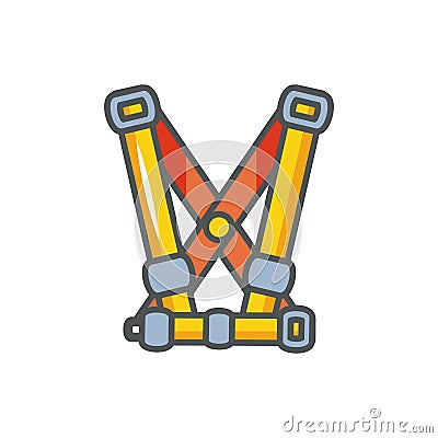 Harness equipment industrial protection safety fill Vector Illustration