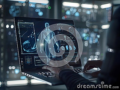 Harnessing the Power of Intelligence A Futuristic Digital Visualization of Complex Data Analytics Stock Photo