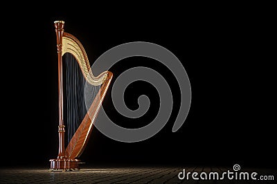Harp aged on white 3D rendering Stock Photo