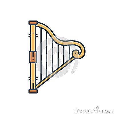 Color illustration icon for Harp, lute and lyre Vector Illustration