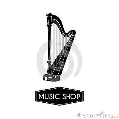 Harp icon. Music style template. Music instrument. Vector illustration. Vector Illustration