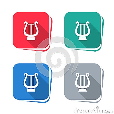 Harp icon on square button Vector Illustration