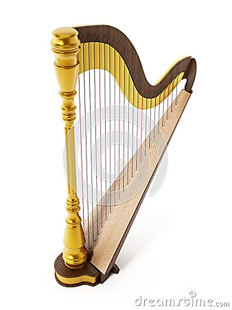 Harp isolated on white background. 3D illustration Cartoon Illustration