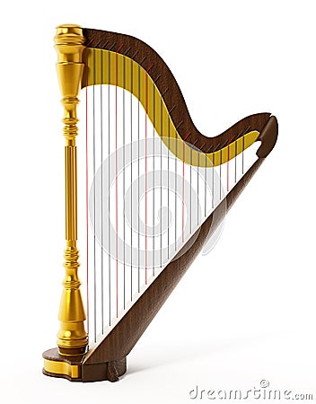 Harp isolated on white background. 3D illustration Cartoon Illustration