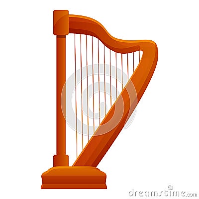 Harp music icon, cartoon style Vector Illustration