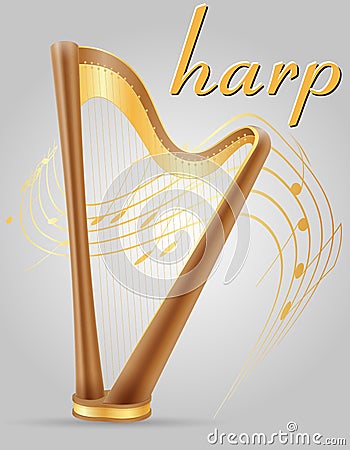 Harp musical instruments stock vector illustration Vector Illustration