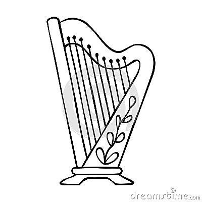 Harp sketch music instrument lyra Vector Illustration