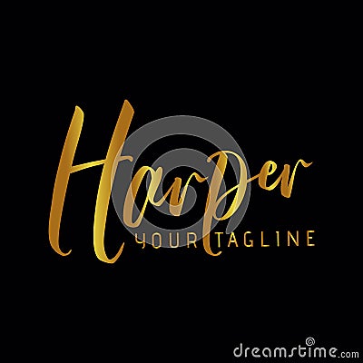 Harper golden color name logotype signature art design Vector Illustration