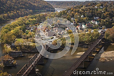Harpers Ferry Viewed From Above Stock Photo
