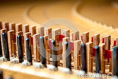Harpsichord from the inside Stock Photo