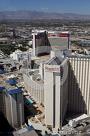 Harrahs and Mirage Hotels and Casinos in Las Vegas, Nevada Editorial Stock Photo