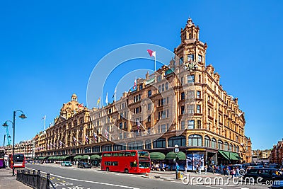 Street view of london with famous department stores Stock Photo