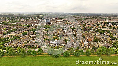 Harrogate Victorian Town In Yorkshire Long Range Sky View Arial Shot Stock Photo