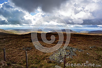 Harrop Pike over to the Cumbrian Mountains Stock Photo