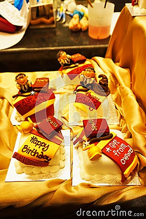 Harry Potter, wizards happy birthday mini cakes Oxford Editorial Stock Photo