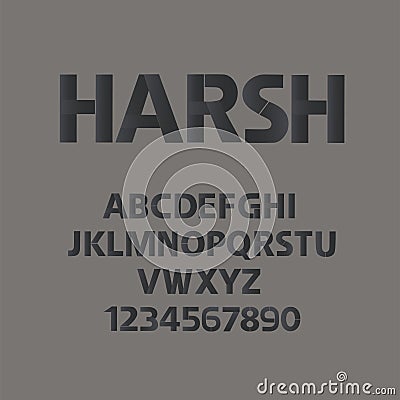 Harsh alphabet. Manhood abc with numbers Vector Illustration