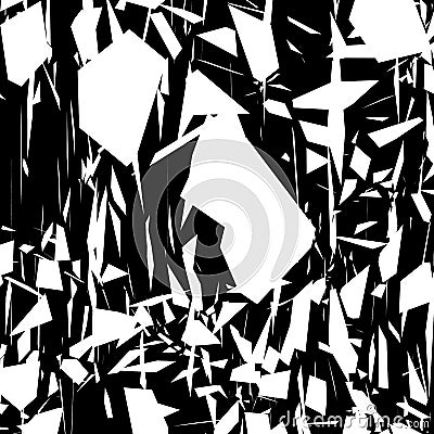 Harsh rough texture. Geometric abstract illustration with disarray of random shapes. Cracked, destroyed effect. Vector Illustration