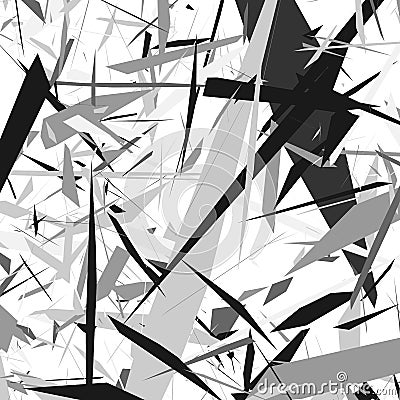 Harsh rough texture. Geometric abstract illustration with disarray of random shapes. Cracked, destroyed effect. Vector Illustration
