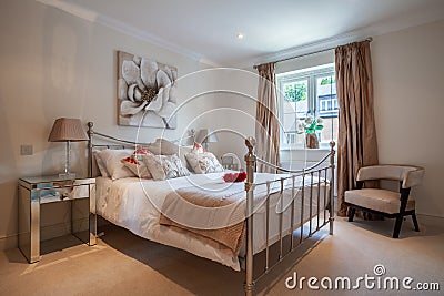 Luxury modern furnished bedroom Editorial Stock Photo