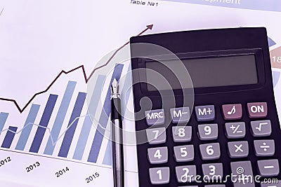 Ð¡hart business diagram statistic chart pen calculator Stock Photo