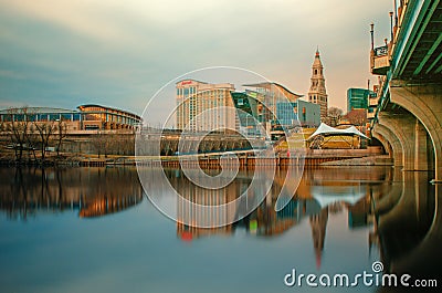 Hartford Connecticut Skyline at Dawn Editorial Stock Photo