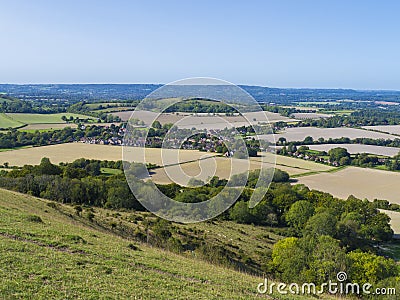 Harting Down West Sussex view to South Harting Village Stock Photo